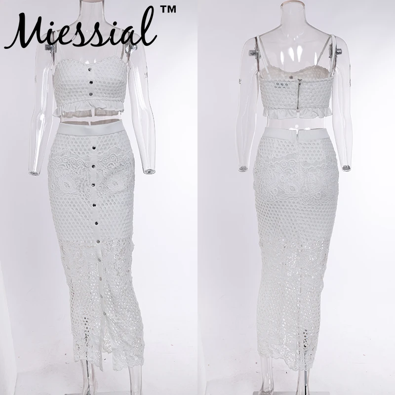 Miessial, сексуальный костюм из двух частей, кружевное, облегающее, желтое платье, женское, белое, с отверстиями, Осенние, женские, вечерние, для клуба, элегантное, макси платье, зима