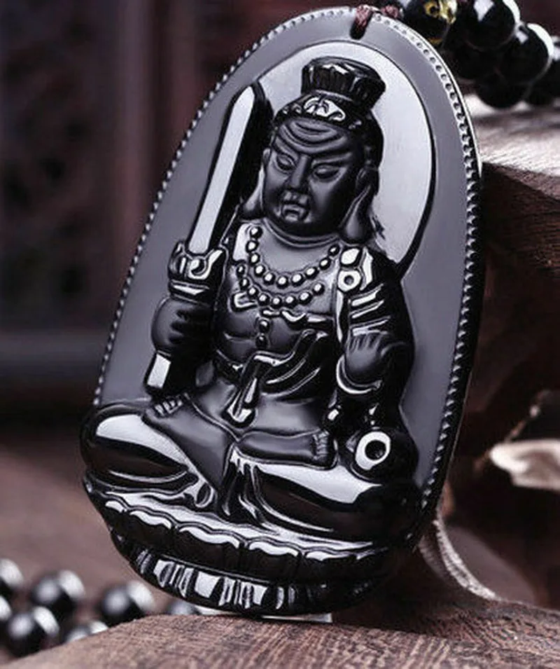 

Obsidian Black Acalanatha Acala Buddhism Pendant Stone Lucky Blessing Jewelry