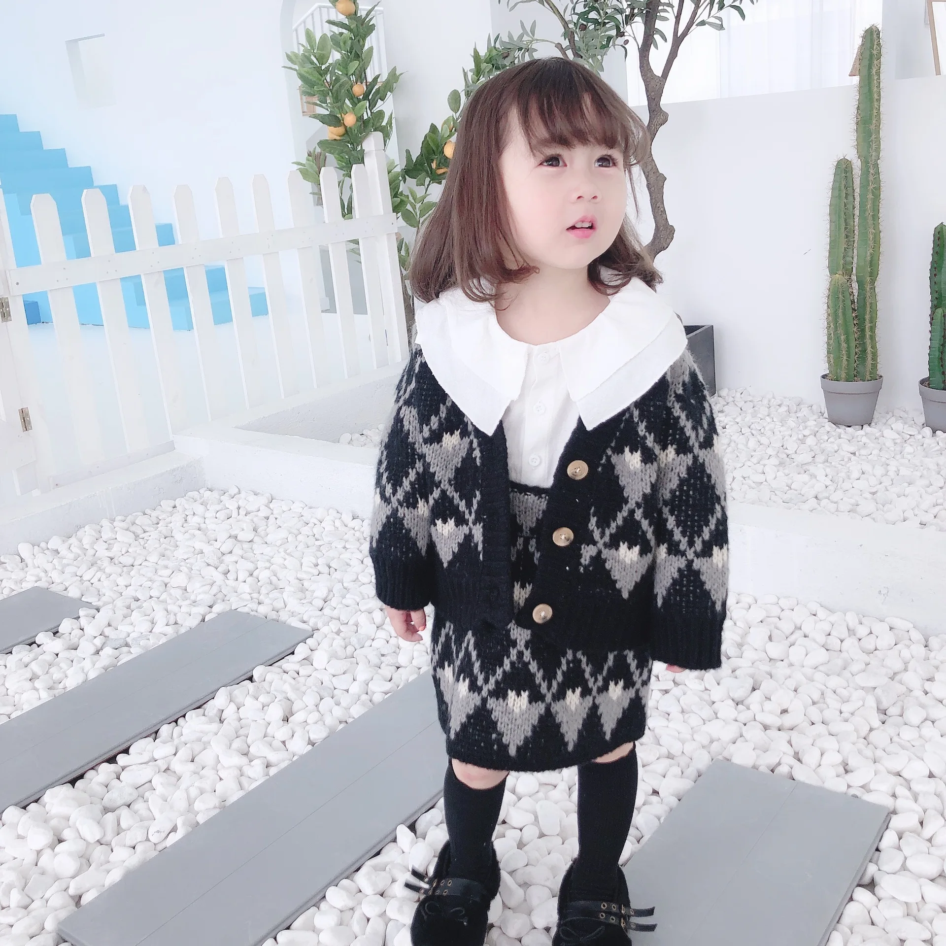 Весна-Осень 2019 одежда для маленьких девочек комплект одежды из бутика свитер с