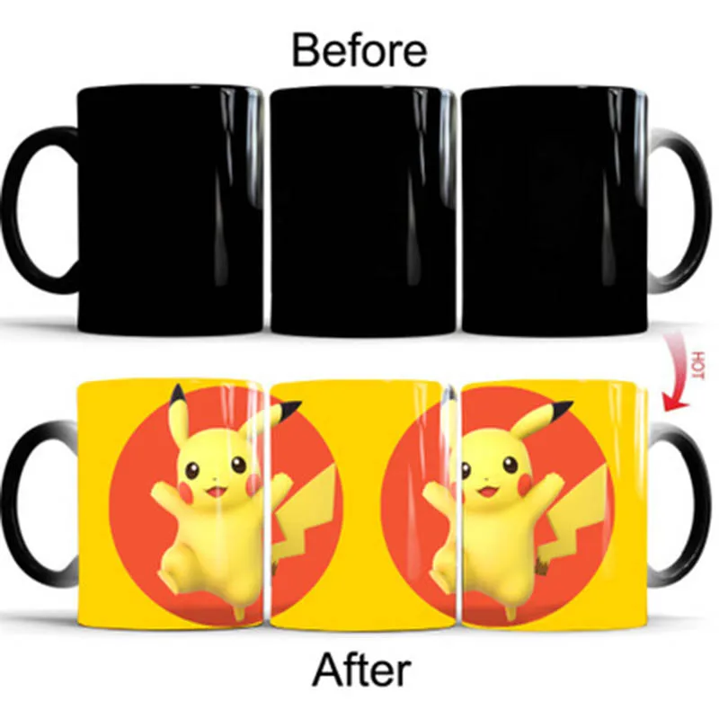 Style A Mug Новая 1 шт. 350 мл детектива Пикачу волшебная кружка для кофе 7 видов стилей мультфильм дети Подарочная кружка изменение цвета чашка для молока, чая Прямая - Цвет: Style A Mug