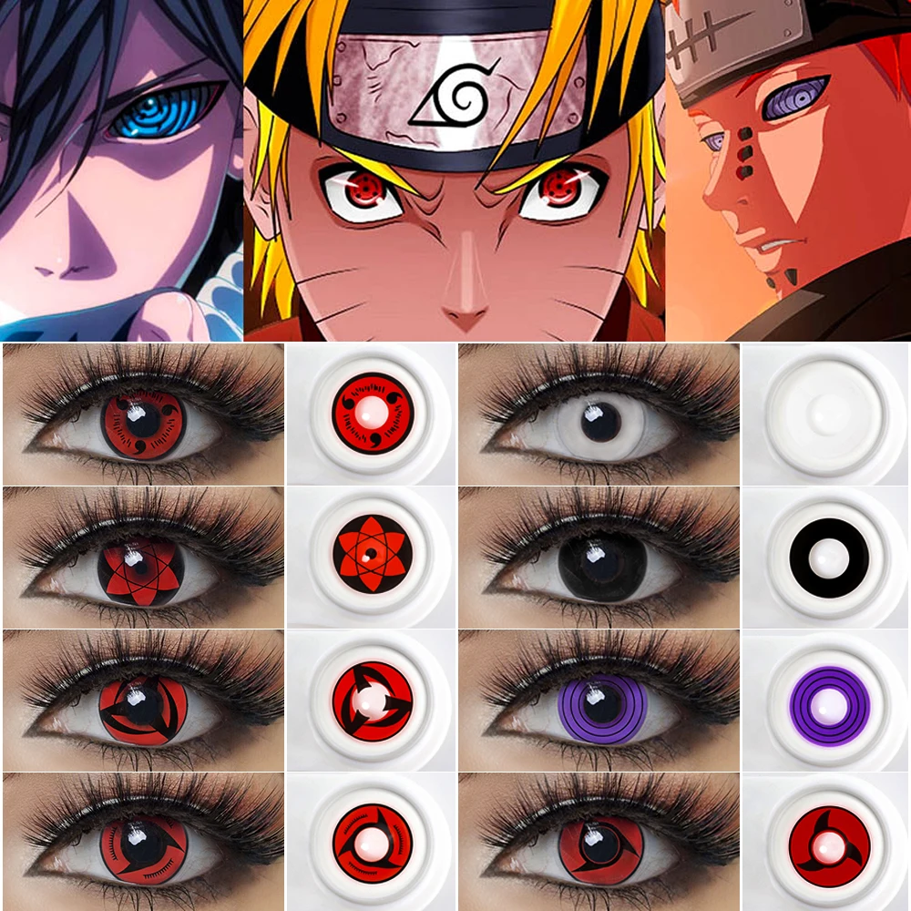 1 пара Аниме Косплей контакты Цветные Хэллоуин Глазные контактные линзы Шаринган