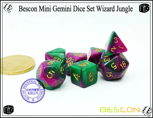 Bescon мини двухцветные многогранные игральные кости, набор 10 мм, маленькие кости набор D4-D20 в трубке, 6 новых разных цветов 42 шт