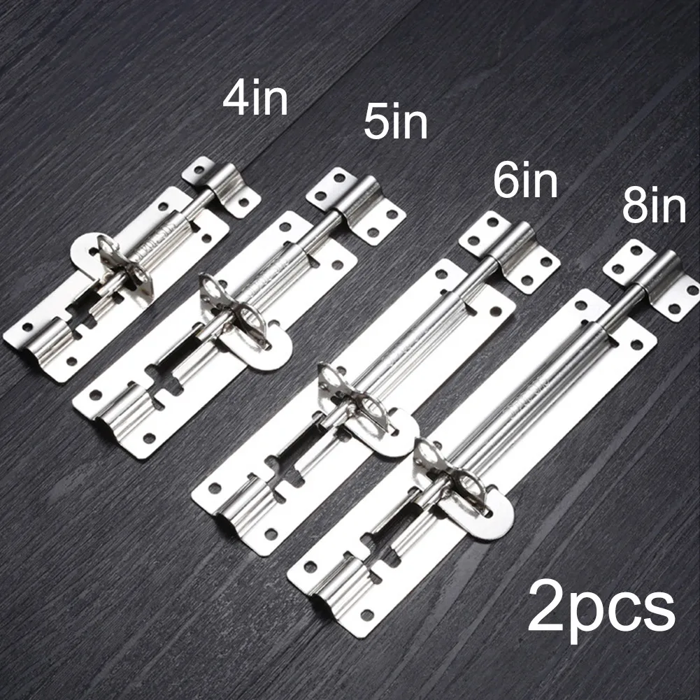 

2PCS Stainless Steel Door Slide Bolt Latch Anti-Theft Bolt Door Lock Barn Door Cast Metal Hook Latch Lock Texture Hardware Kits