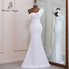 Женское вечернее платье-русалка, элегантное белое платье на одно плечо