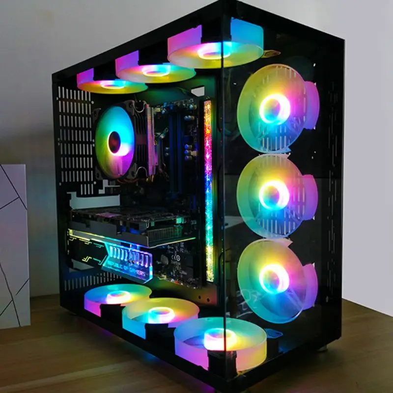 

12cm Desktop PC Cooling Fan LED Lights RGB Chassis Fan Controller Remote Control
