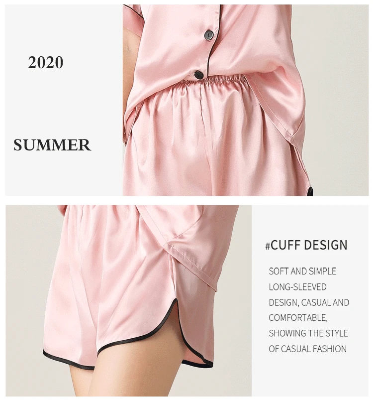 Пижама Daeyard для женщин шелковая Домашняя одежда домашняя с коротким рукавом