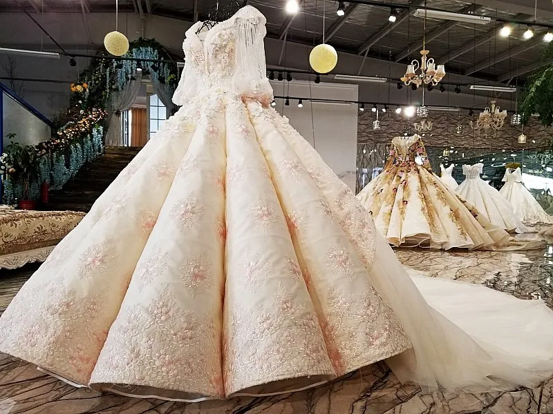 LS69412 Роскошная свадебная одежда бальное платье три четверти рукав Aliexpress, Китай Свадебные платья невесты последний дизайн