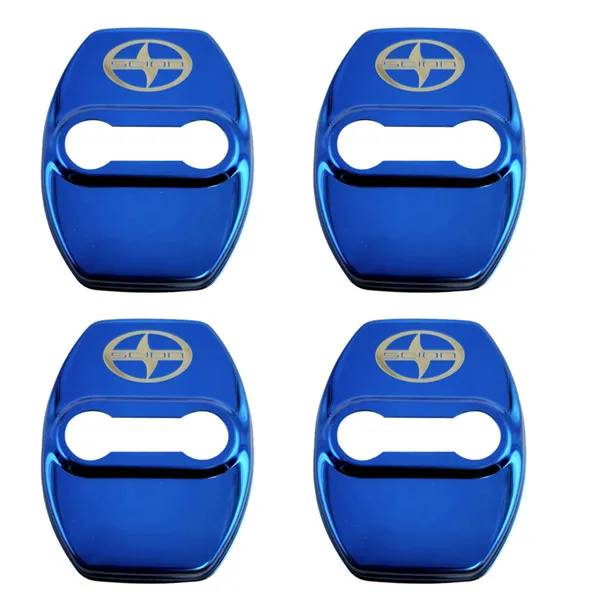 4pcs scion FLYJ Автомобильный Дверной замок, автомобильная наклейка, защитная Пряжка, защелка крышки, стоп, антикоррозийная, автомобильные аксессуары для Toyota scion XA XB XD IQ TC - Название цвета: 4pcs scion