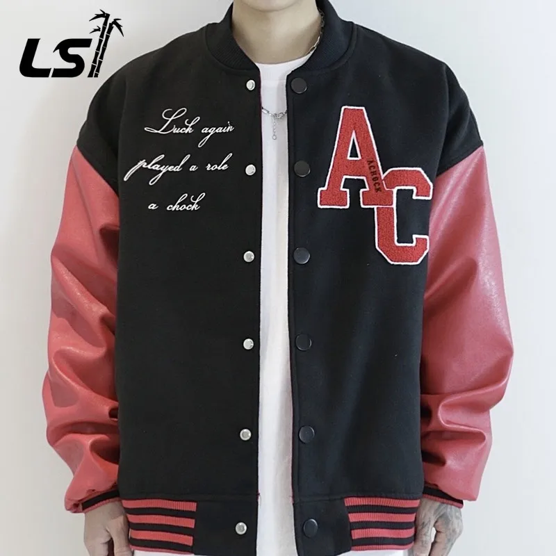 American retro letter embroidered jackets coat  new street hip-hop pilot baseball uniform Y2K couple casual loose jacket top