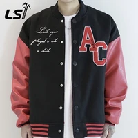 american retro letter embroidered jackets coat new street hip hop pilot baseball uniform y2k couple casual loose jacket top