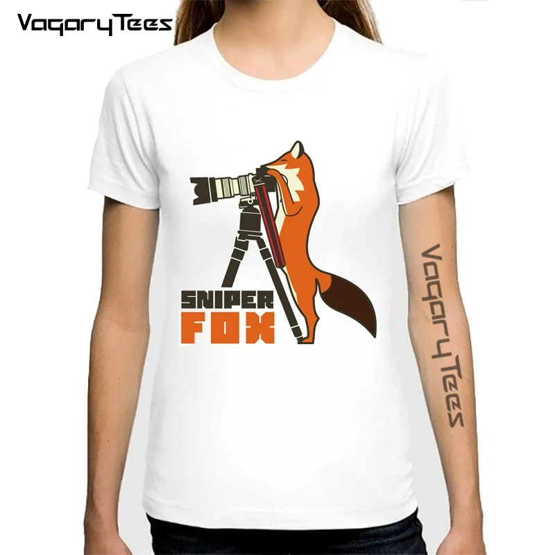 

Vagarytees Funny Graphic Funny Photographer Fox Camera Little Sniper Fox Funny Perfect Gifts T Shirt For Women