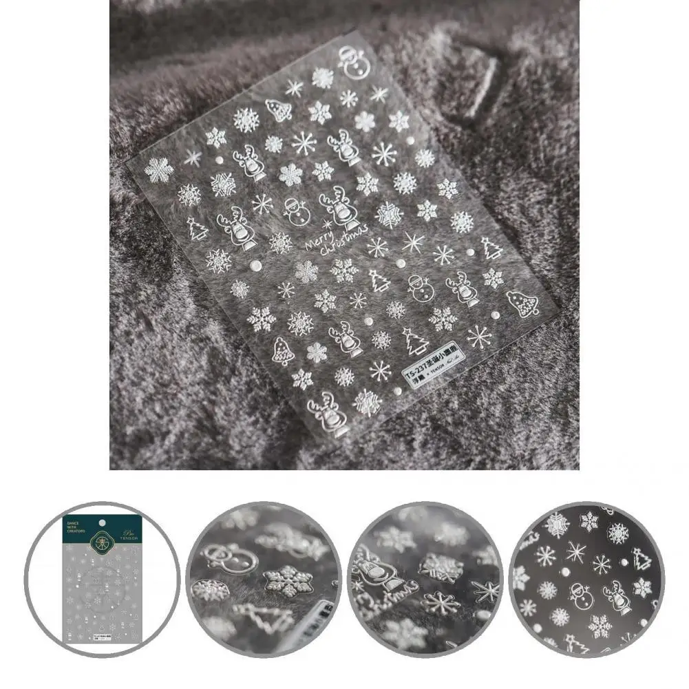 

Decorative Nail Decals Glitter White Snow Flower Elk Gift Santa Adhesive Paper Transfer Nail Sticker Nail Slider