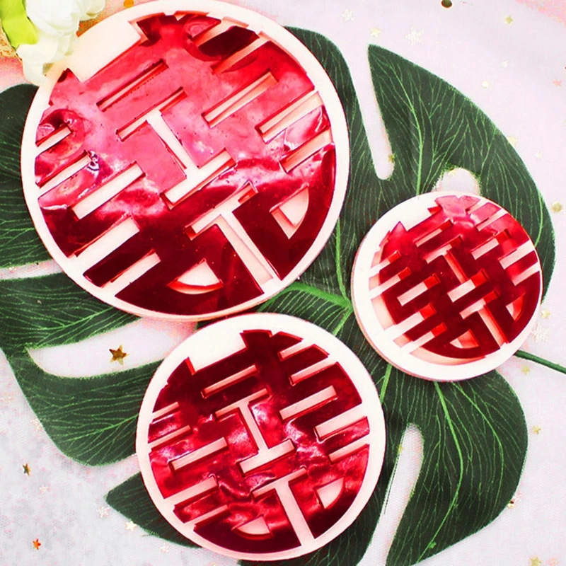 

3 Size Chinese Double Happiness Silicone Molds Wedding Epoxy Resin Soap Mold Kit