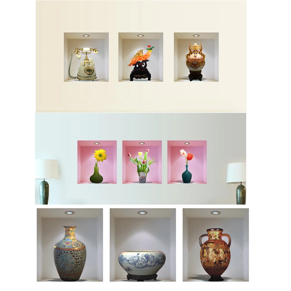 Наклейка для дома 3D моделирование античная ваза шаблон наклейки на стену