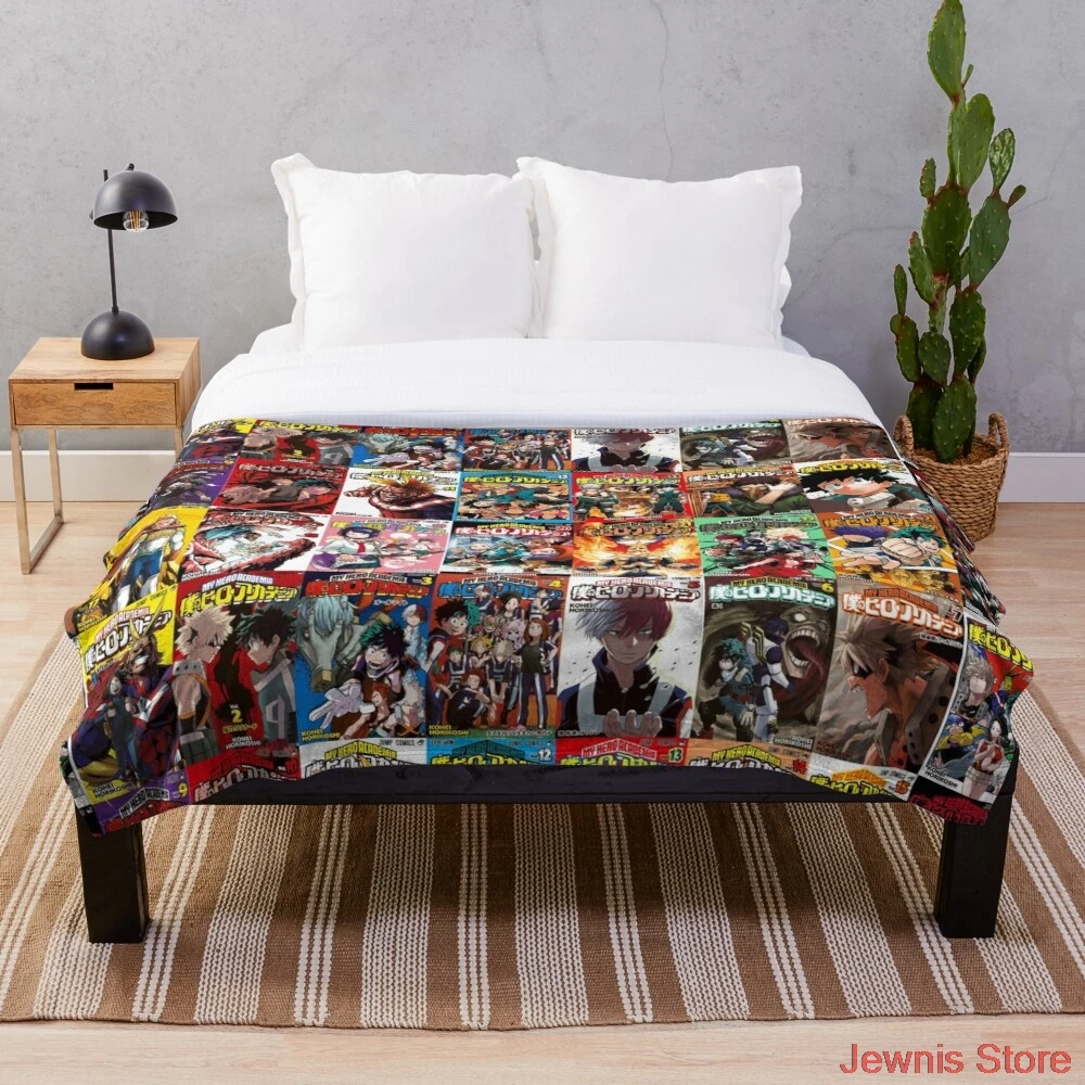 

My hero academia Cover Collage Throw Blanket Sublimation Covered Blanket Bedding Flannel for Children and Adult Bedrooms Decor
