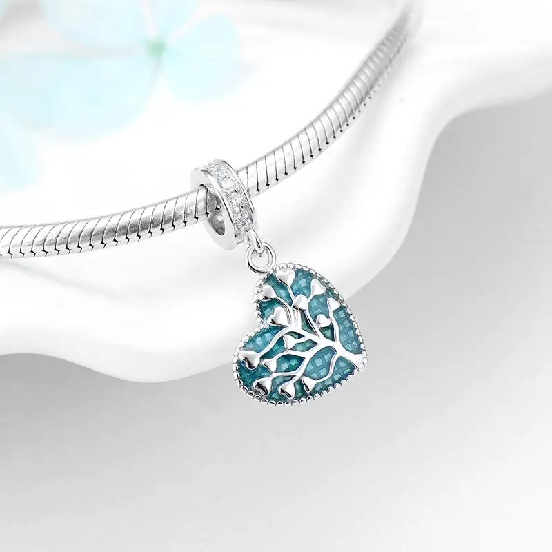 Любовь Семья Древо жизни 925 пробы серебро сверкающими камнями прекрасные бусины