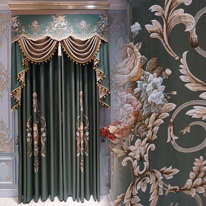 

Light Luxury New Chinese Jacquard High-precision Positioning Single Flower Villa Living Room Bedroom Blackout Curtain Cloth