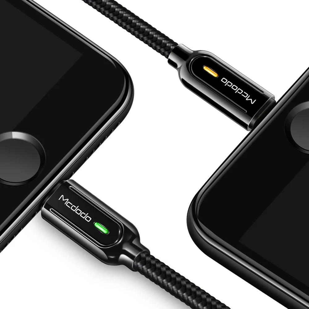 10 шт./лот Mcdodo USB кабель для iPhone X Xs Max XR 2.4A Быстрая зарядка USB зарядное устройство кабель для передачи данных автоматическое отключение USB зарядное устройство светодиодный шнур - Цвет: iPhone Bright black