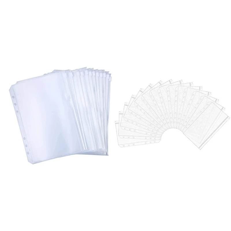 

100 Binder Pockets 6-Hole Zipper Binder Bag File Folder Waterproof PVC Bag Document Bag