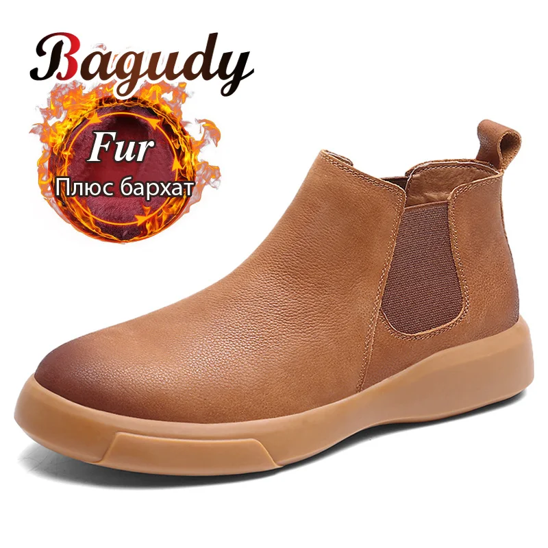 Классические мужские ботинки челси из спилка повседневные оксфорды теплая