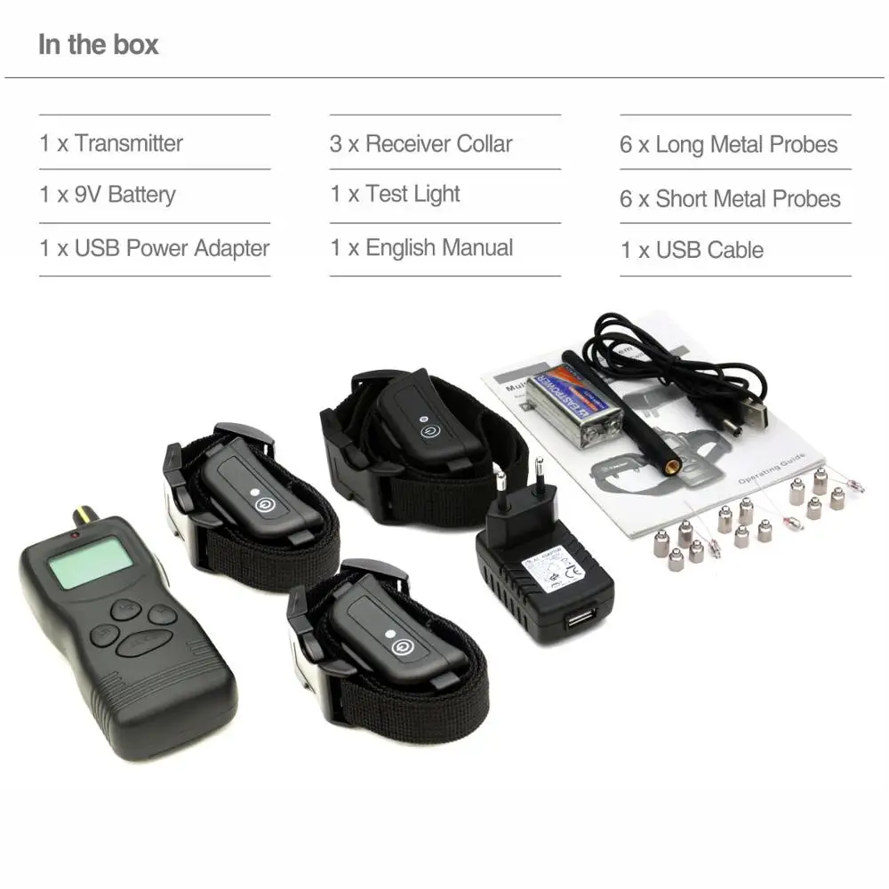 Перезаряжаемый электрический ошейник для собак с дистанционным управлением