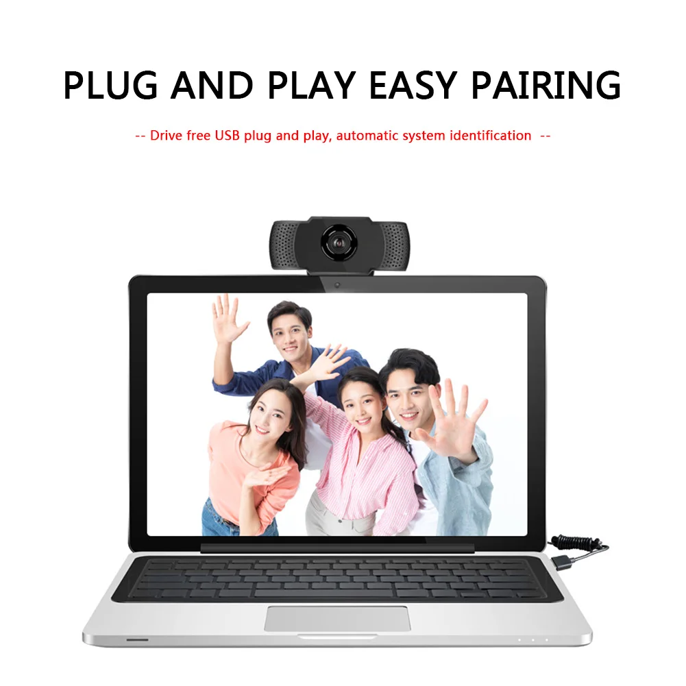 

1080P Full HD Web Camera USB 2.0 360 Rotating Webcam with Built-in Microphone for School Office Working Accessories