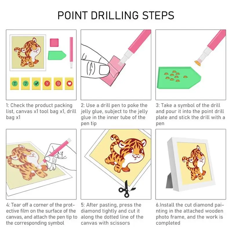 

Diamond Painting Kits for Kid DIY 5D Dinosaur Making with wooden Frame Children toys Easy to DIY Full Drill Painting Number Kits