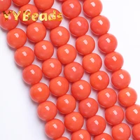 natural orange red jades stone beads round loose charm beads for jewelry making diy necklace bracelet for women accessories 8mm