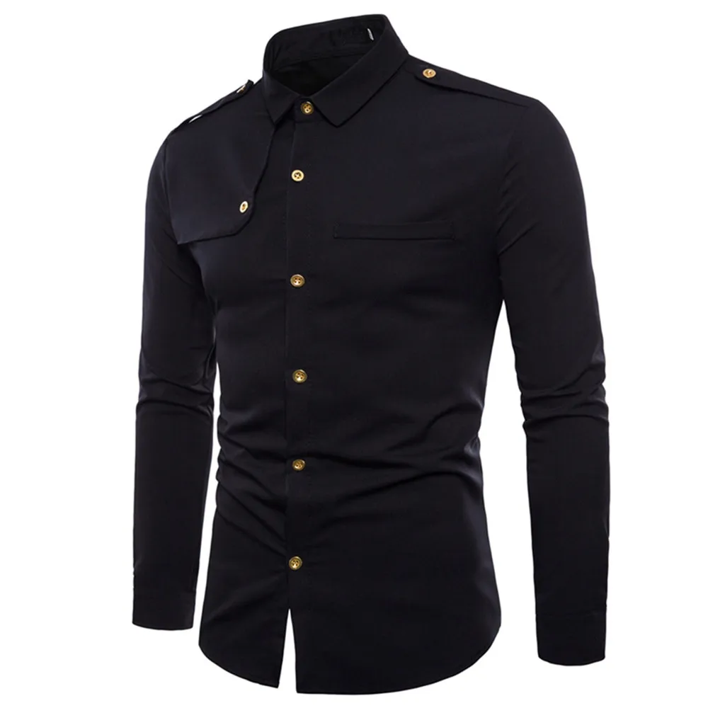 Moda Повседневное Combate Militar Slim Fit Camisa манга рубашка с длинным рукавом для мужчин camisas