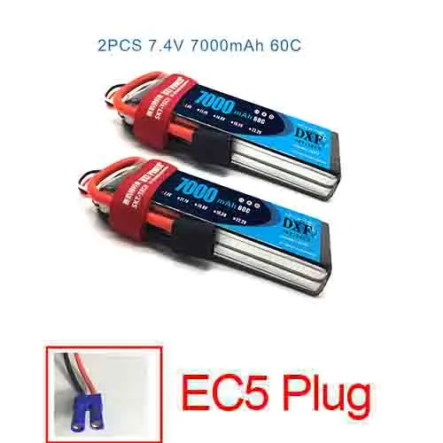 2PCS2S7000mahEC5 DXF Батарея Lipo 2S 3S 7,4 V 11,1 V 5200 мА/ч, 7000 мА/ч, 60C 120C 100C 200C 25C 50C на колесиках 1000 мАч 3S FPV RC вертолет автомобиля - Цвет: 2PCS2S7000mahEC5