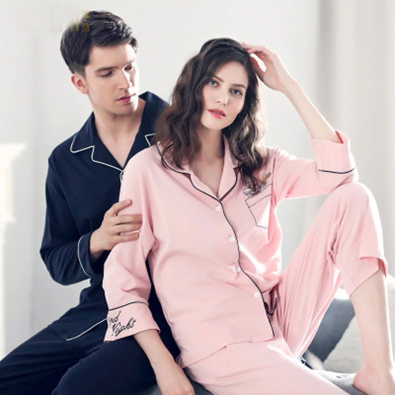 Men's Good Quality Homewear Clothes Long Sleeve Breathable Cotton Loose Sleepwear Night Suit Men Pajamas Set