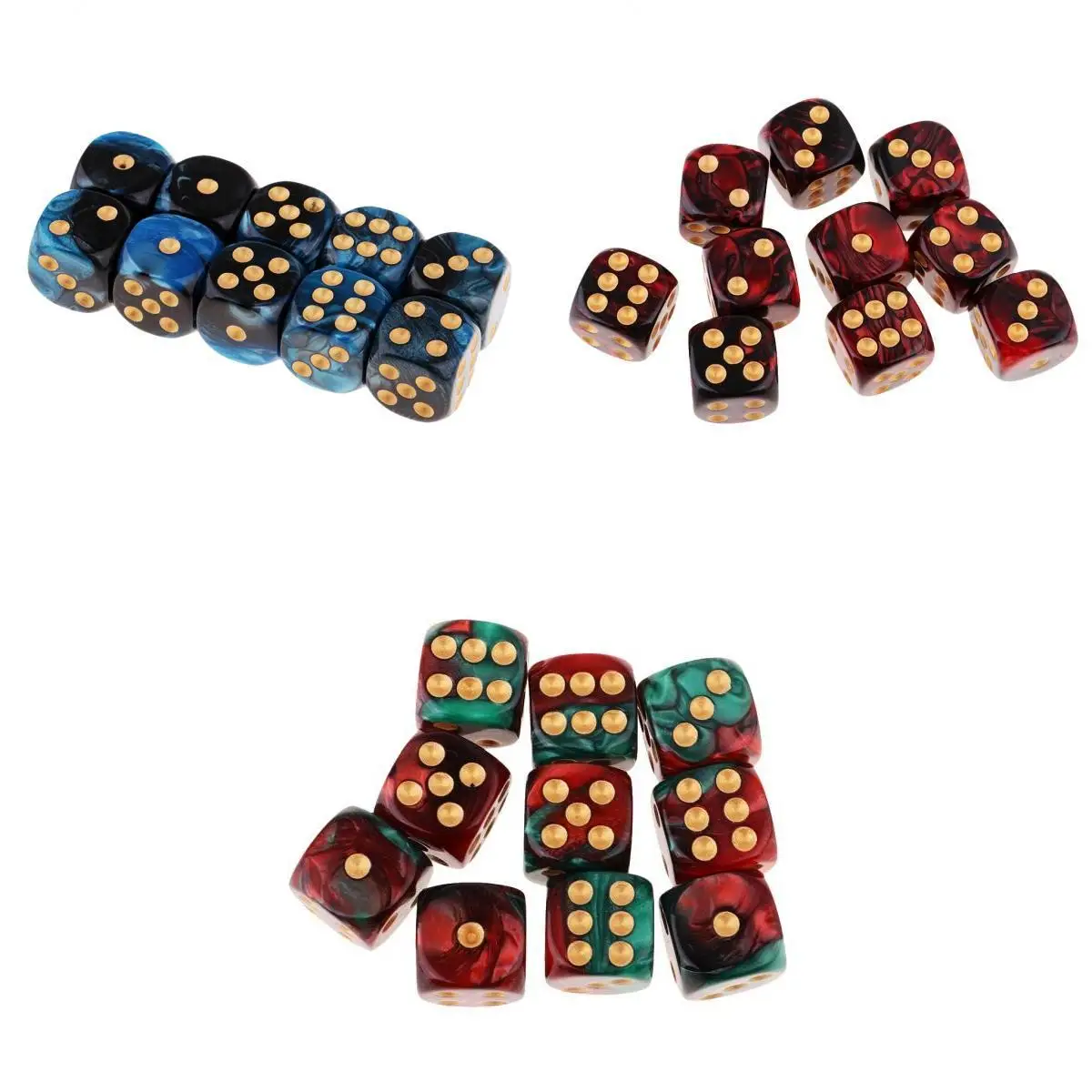 30x два Цвета квадратный 6 двухсторонняя 16 мм (D6) настольная игра в кости набор с