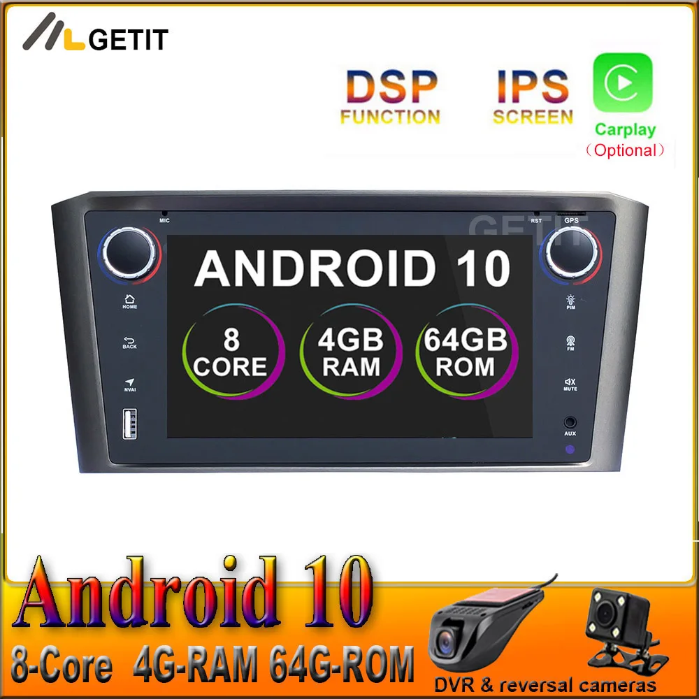 DSP IPS Android 10 автомобильный DVD плеер стерео для Toyota Avensis T25 2002 2008 с WIFI BT C ar GPS