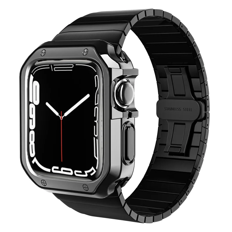 Чехол и ремешок для Apple Watch Band 45 мм 41 44 браслет с пряжкой из нержавеющей стали iwatch