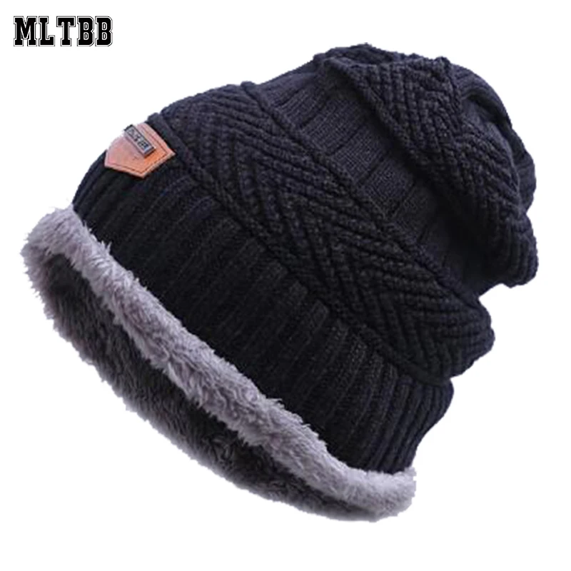 MLTBB Мужская зимняя шапка Толстая теплая вязаная шапки для мужчин Повседневная