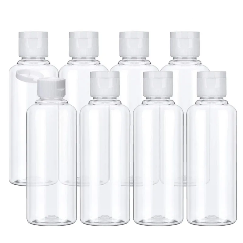 

Прозрачная пустая бутылка 8 шт., пластиковые бутылки для путешествий, контейнер для шампуня, косметического лосьона, многоразовый пустой косметический контейнер