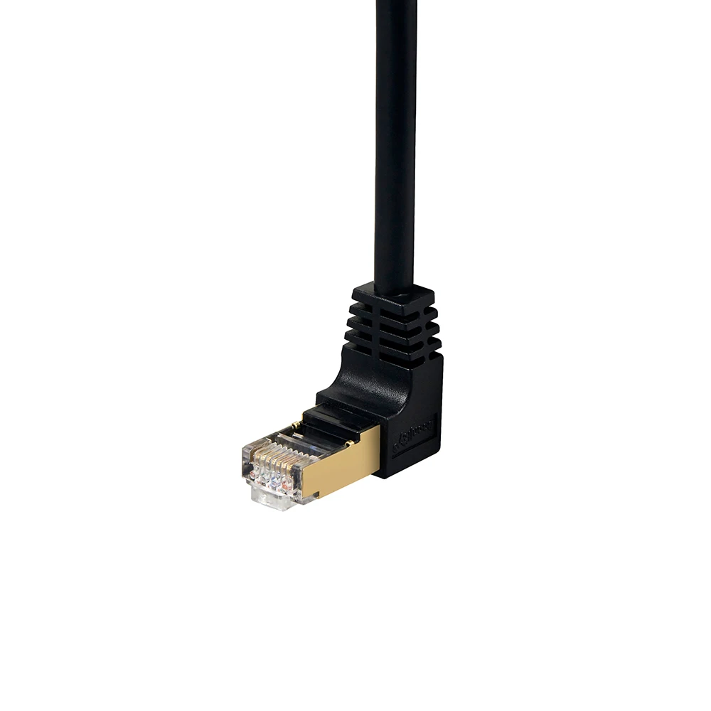 

Black Ethernet Patch Cable Right Angle RJ45 Gigabit Network Cord Wire Line 0.3m