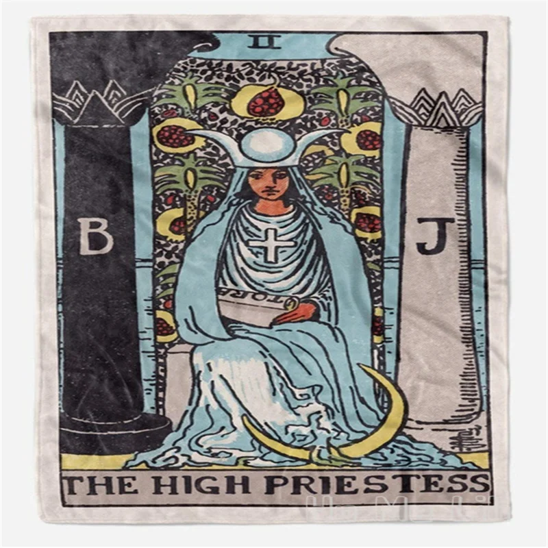 

High Priestess Tarat Card Design Flannel Blanket Super Soft Cozy Lightweight Comfort Warm For Sofa Bed Couch Living Room Dorm