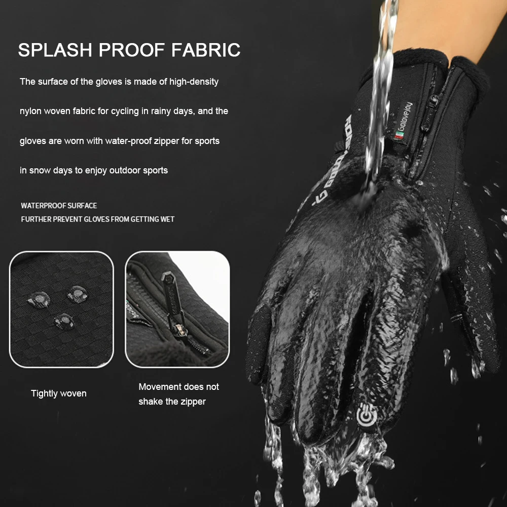 

Comfortable Cold-proof Waterproof Winter Cycling Gloves Fluff Warm Gloves for Touchscreen Cold Weather Anti Slip Outdoor Sports