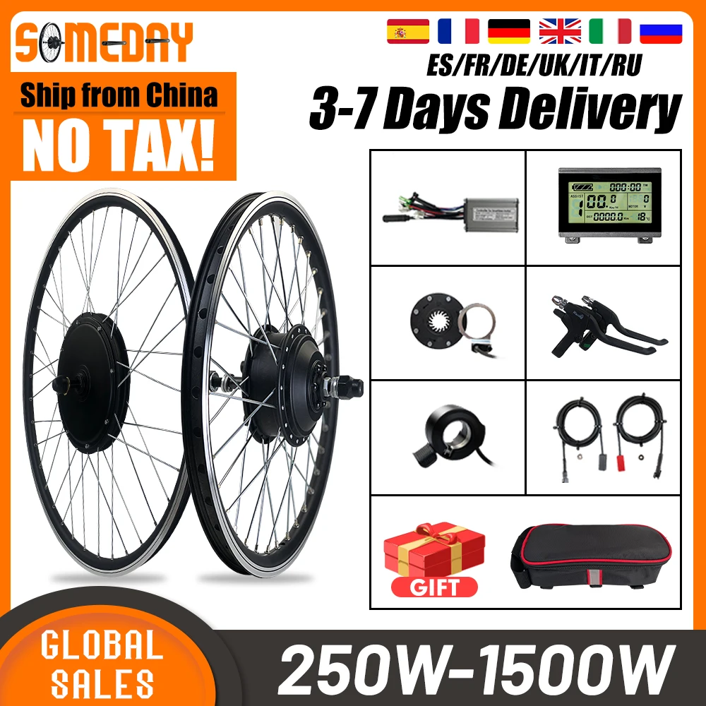 

Комплект для переоборудования электрического велосипеда 36V 350W 48V 1000W 1500W Бесщеточный двигатель ступицы переднего заднего колеса 26-29 дюймов ...