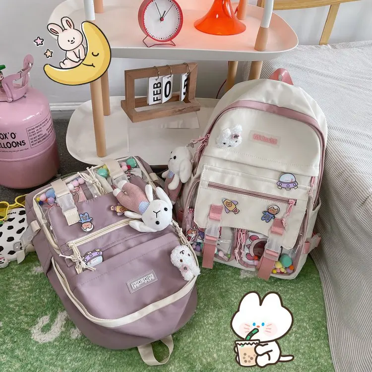 

Вместительный женский рюкзак с меховым помпоном, 2021 цветов, водонепроницаемые школьные ранцы для девочек-подростков, женский рюкзак, Mochila