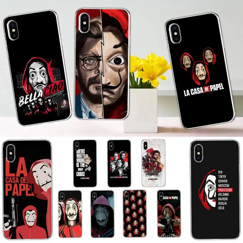 

Spain TV La Casa de papel Phone Case Transparent soft For iphone 12 11 13 7 8 6 s plus x xs xr pro max mini