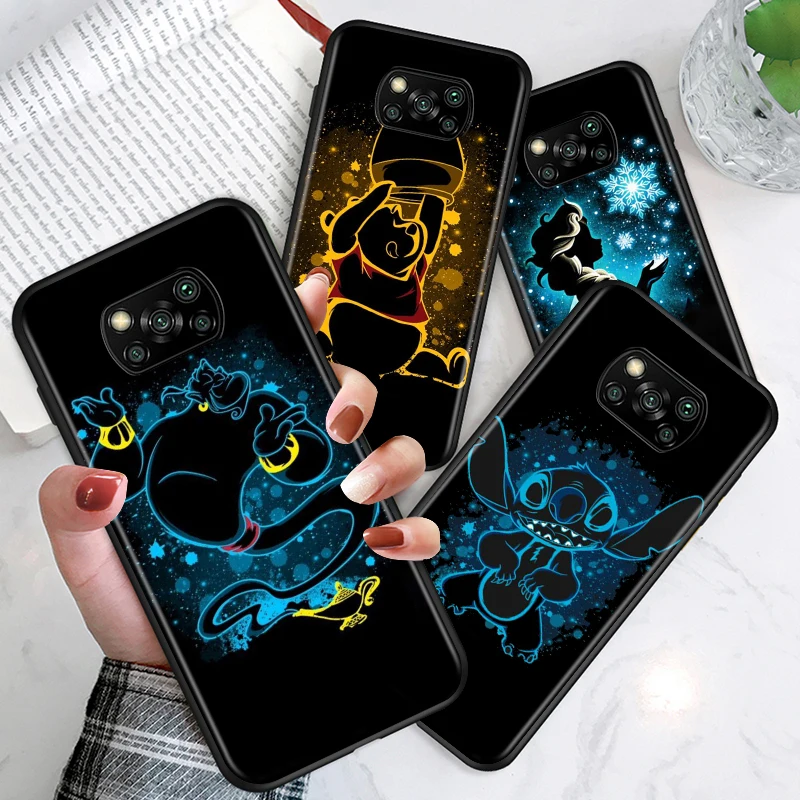 

Disney Princess Soft For Xiaomi Civi Play Mix 3 A2 A1 6X 5X Poco X3 NFC F3 GT M3 M2 X2 F2 Pro C3 F1 Black Phone Case
