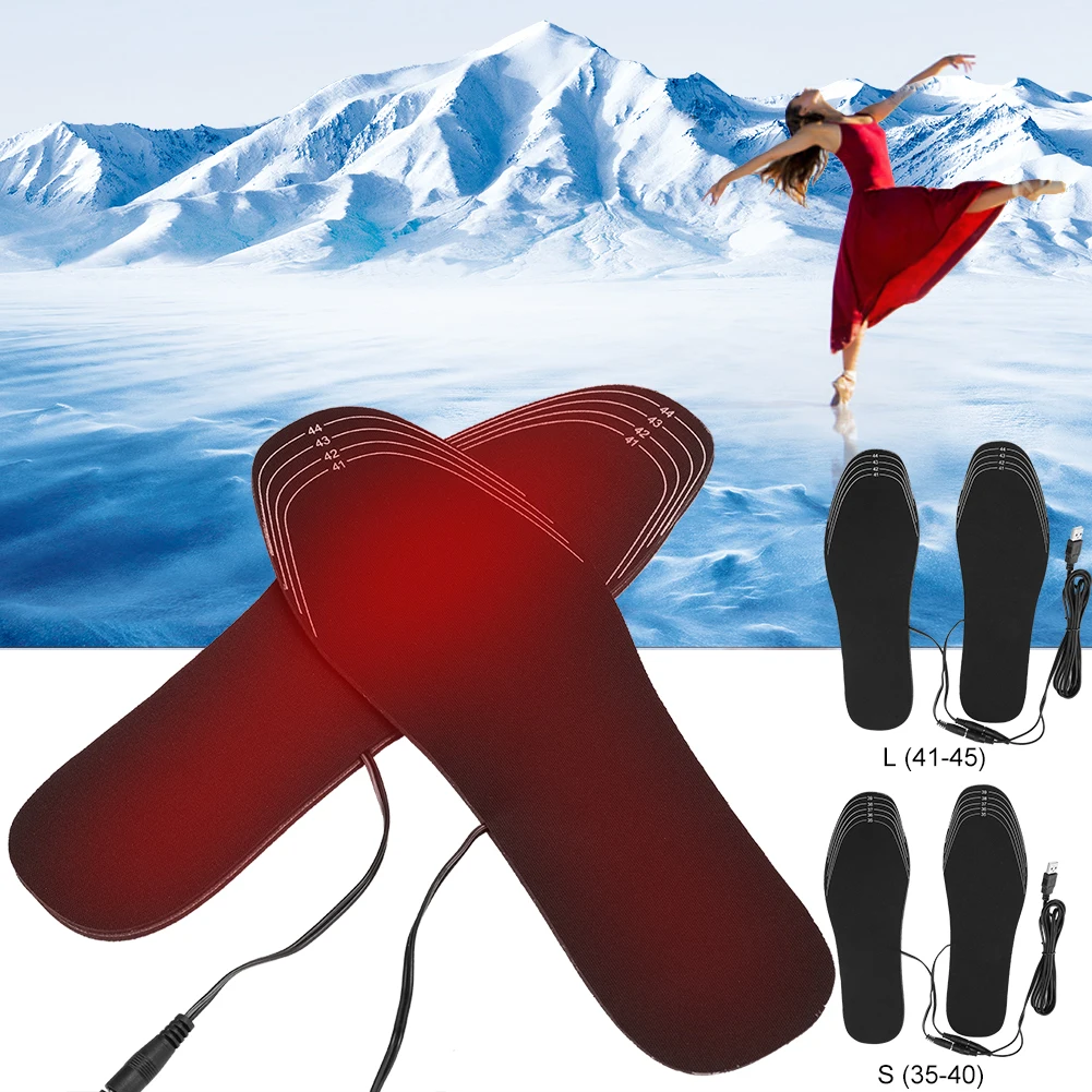 

USB Electric Heated Shoe Insoles Foot Warming Pad Feet Warmer Sock Pad Mat Winter Outdoor Sports Heating Insoles For Men Women L