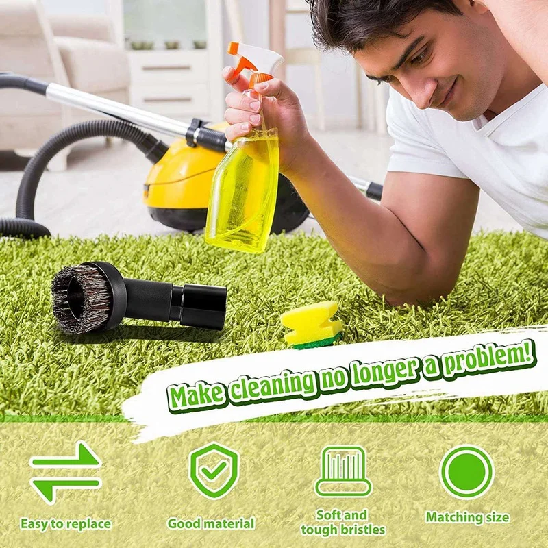 

Round Dust Brush Vacuum Brush Attachment 1-1/4 Inch Brush Replacement with 1.25 to 1.37 Inch Vacuum Hose Adapter Tool