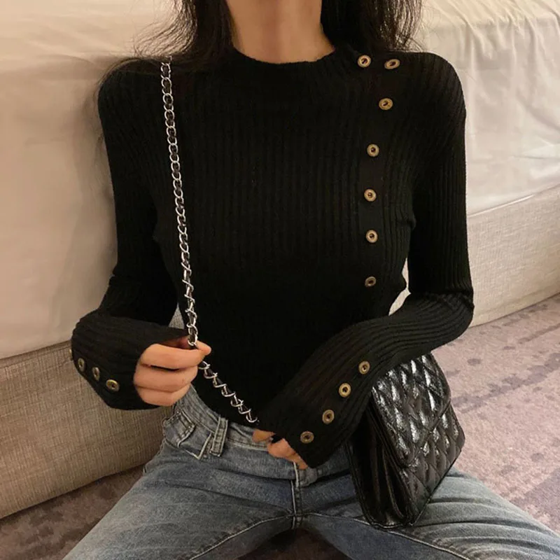 

Lucyever Fashion Large Size Bottom Women's Sweater 2022 Spring New Slim Long Sleeve Knitting Sweaters Warm Trendy Jumper Tops