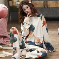 pajamas long sleeved womens tie dye inskawaii clothes for autumn and winter students can wear home clothes spring and autumn
