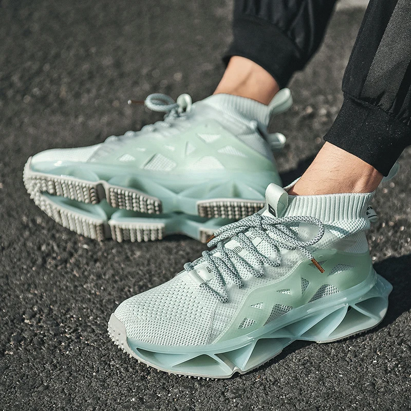 

High Top Blade Running Shoes Men Breathable Luminous Sneakers Men Antiskid Damping Outsole Athletic Sports Shoes Run Zapatillas