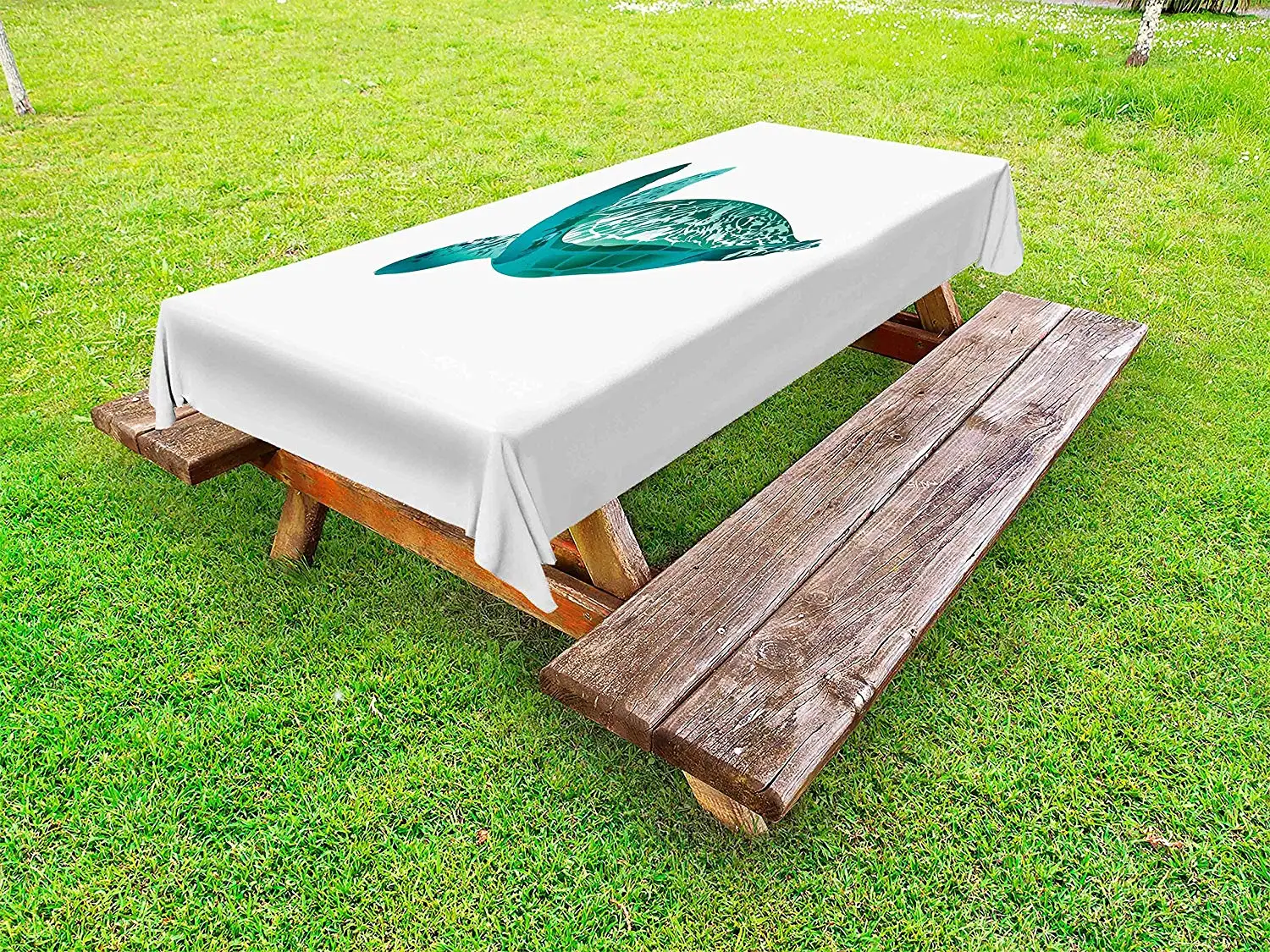 Turtle Outdoor Tablecloth Tropical Climate Animal Hawaii Fauna Underwater Diving Aqua Reptile Ocean Decor Picnic Table Cloth | Дом и сад