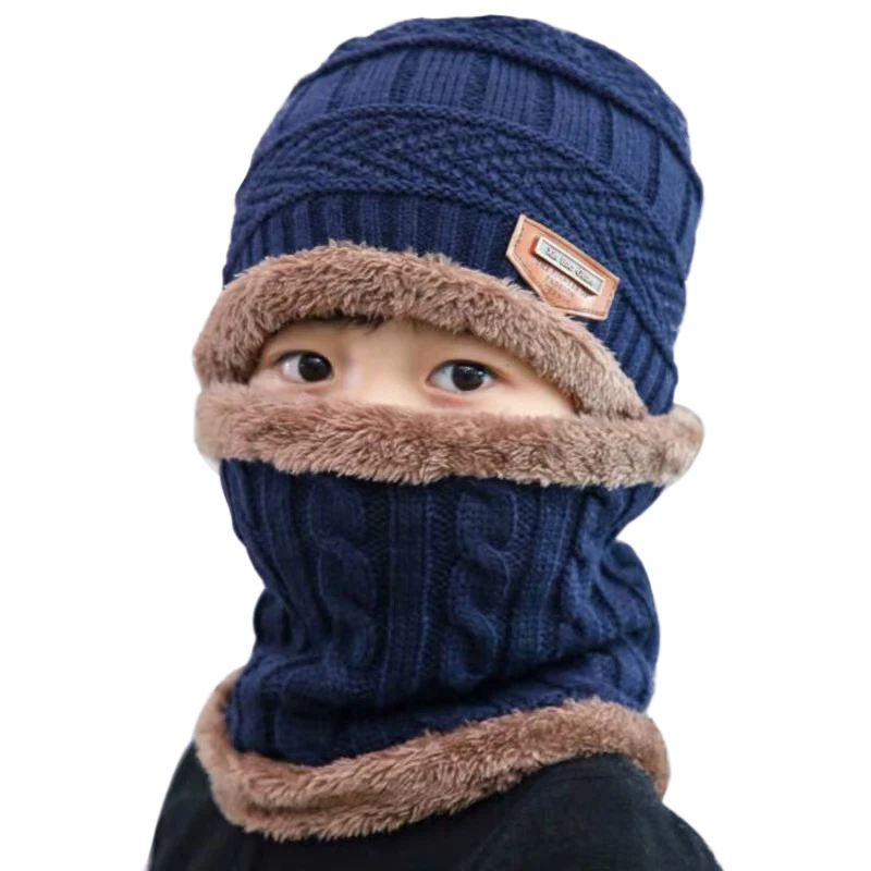 2019 winter plus cashmere cap ear protection parent-child wool hat New Autumn and children's knitted bib two-piece | Детская одежда